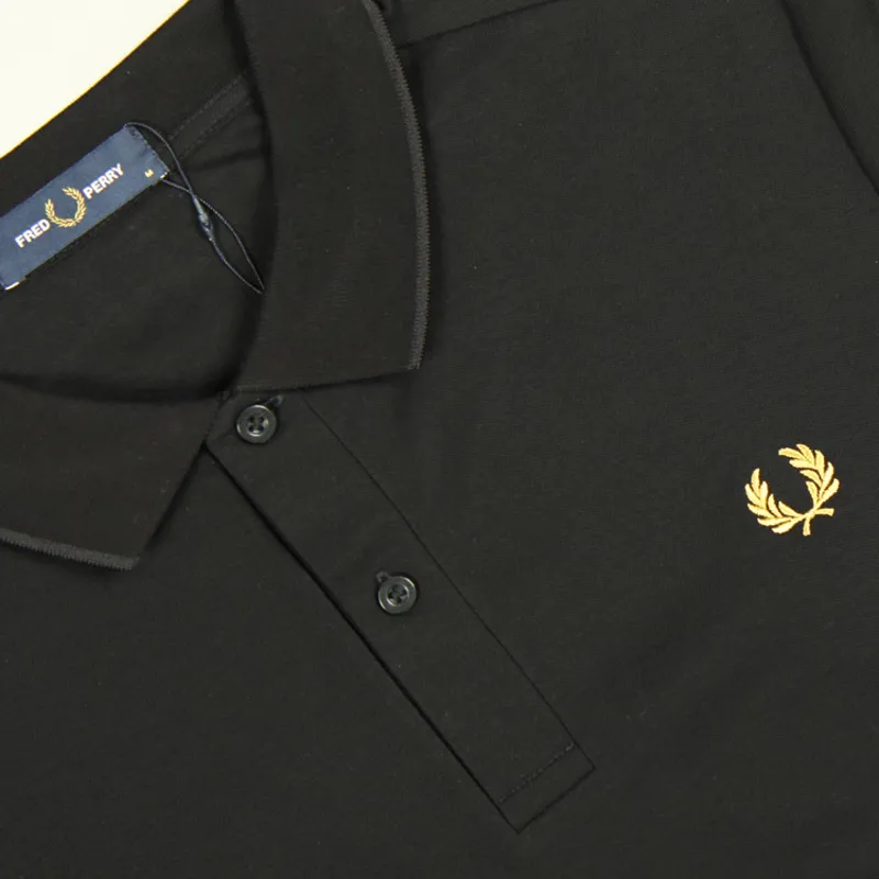 Fred Perry Striped Cuff Polo Shirt - Black-1